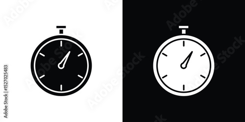 Timer icon in flat version on black and white background