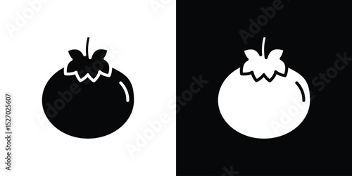 Tomato icon in flat version on black and white background