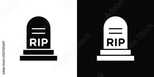 Tombstone icon in flat version on black and white background