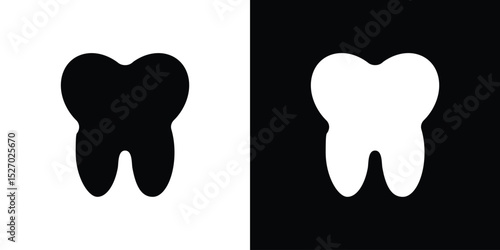 Tooth icon in flat version on black and white background