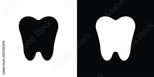 Tooth icon in flat version on black and white background