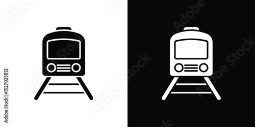 Train icon in flat version on black and white background