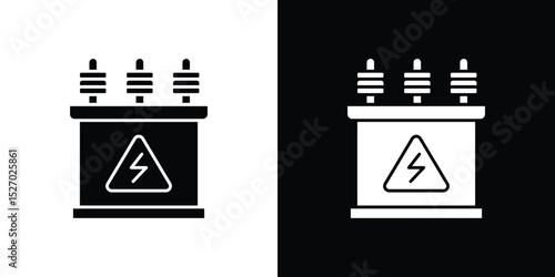 Transformer icon in flat version on black and white background