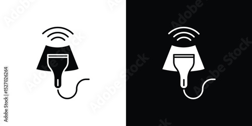 Ultrasonography icon in flat version on black and white background