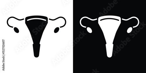 Uterus icon in flat version on black and white background