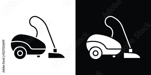 Vacuum cleaner icon in flat version on black and white background