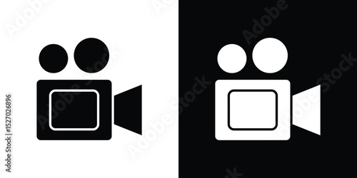 Video icon in flat version on black and white background