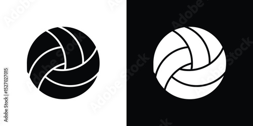Volley ball icon in flat version on black and white background