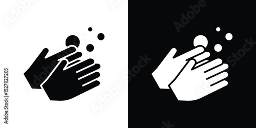 Wash hands icon in flat version on black and white background