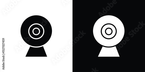 Web camera icon in flat version on black and white background