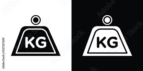 Weight icon in flat version on black and white background