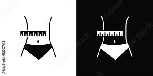 Weight loss icon in flat version on black and white background