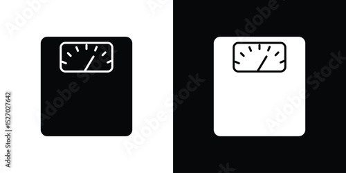 Weight scale icon in flat version on black and white background
