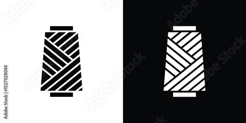 Yarn icon in flat version on black and white background