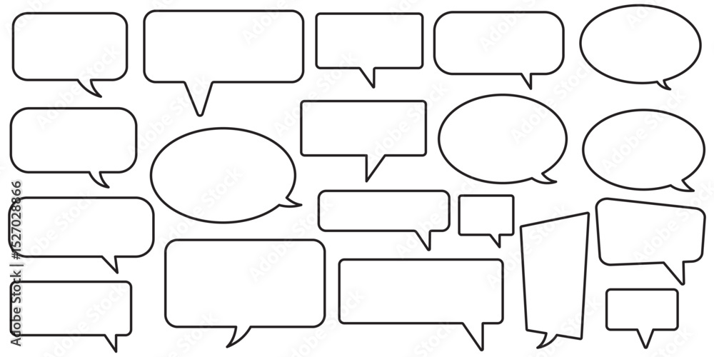 Obraz premium Speech Bubble set. Talk bubble. Cloud speech bubbles collection. message icon or logo isolated sign symbol.Comment icon speech bubble symbol. comic dialog clouds. Talk and think vector comics bubbles