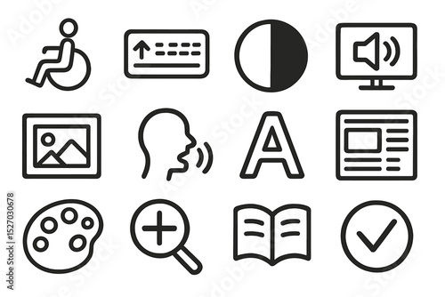 Accessibility symbols for inclusivity: audio, visual, and text features