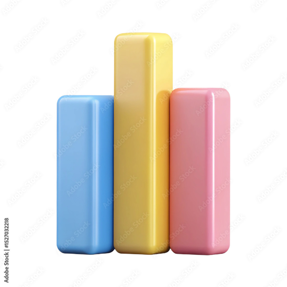 Three dimensional colorful bar chart representing business growth and financial progress Three dimensional colorful bar chart representing business growth and financial progress