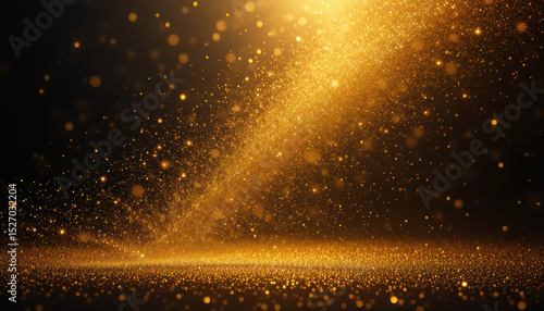 Polvo dorado sobre fondo oscuro.