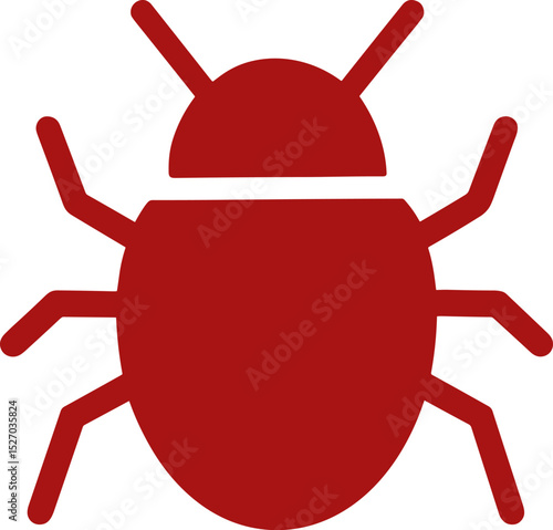 Red bug representing computer virus or software bug threatening system