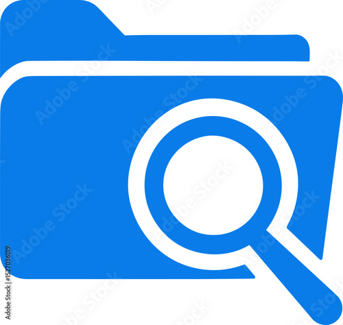 Magnifying glass exploring files and folders representing data search