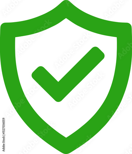 Green shield with check mark symbolizing security and protection