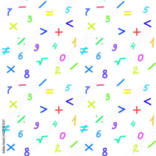 Obraz na plátně Math Symbols Seamless Pattern: Playful Educational Design for Kids Fabrics, Fun Wall Decor and Interactive Product Styling