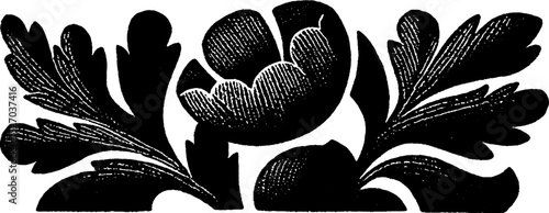 Neo folk art style baroque floral design for decorative use