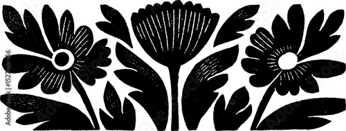 Neo folk art design inspired by damask textile patterns