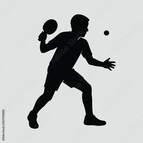 Table tennis player hitting ball silhouette vector