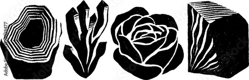 Neo folk art illustration set featuring rose quartz designs for creative projects