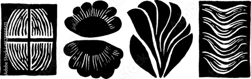 Neo folk art style illustration set in square grid format for creative design