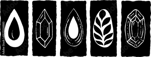 Neo folk art style abstract teardrop and geometric shapes design for creative projects