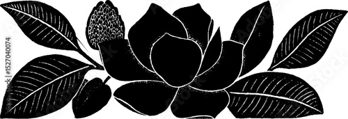 Neo folk art design featuring floral woodcut illustration for creative print projects