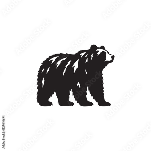 **"Powerful Grizzly Bear Vector Silhouette: Massive Wild Bear Design Featuring Strong Build, Intimidating Stance, and Natural Majesty in Clean, Minimalist Style for Crafts and Digital Art"**
