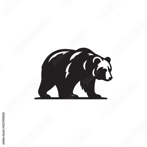**"Powerful Grizzly Bear Vector Silhouette: Massive Wild Bear Design Featuring Strong Build, Intimidating Stance, and Natural Majesty in Clean, Minimalist Style for Crafts and Digital Art"**
