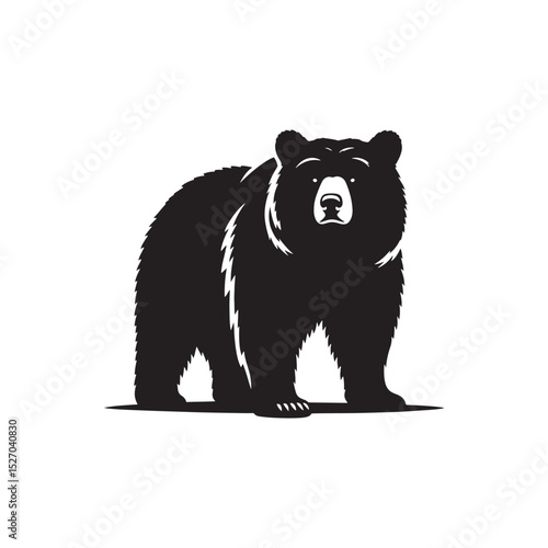 **"Powerful Grizzly Bear Vector Silhouette: Massive Wild Bear Design Featuring Strong Build, Intimidating Stance, and Natural Majesty in Clean, Minimalist Style for Crafts and Digital Art"**
