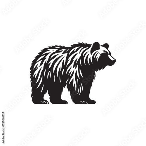 **"Powerful Grizzly Bear Vector Silhouette: Massive Wild Bear Design Featuring Strong Build, Intimidating Stance, and Natural Majesty in Clean, Minimalist Style for Crafts and Digital Art"**
