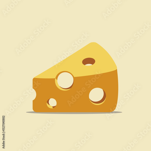 Slice of yellow cheese with holes on a light background  