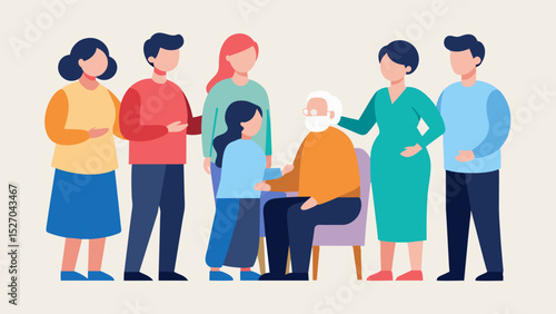 Support Groups Regular meetings where caregivers and family members of individuals with dementia can come together to share experiences offer support and learn from each other.. Vector illustration