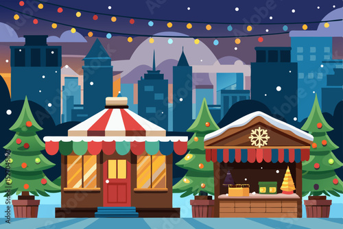 Wallpaper Mural Santa Claus flies across the snowy, festive Christmas town at night, delivering holiday cheer to each house Torontodigital.ca