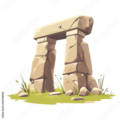Ancient Ruins illustration vector 2D flat, isolated on a white background.