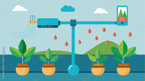 An irrigation system equipped with moisture probes providing accurate and localized data for precise watering.. Vector illustration