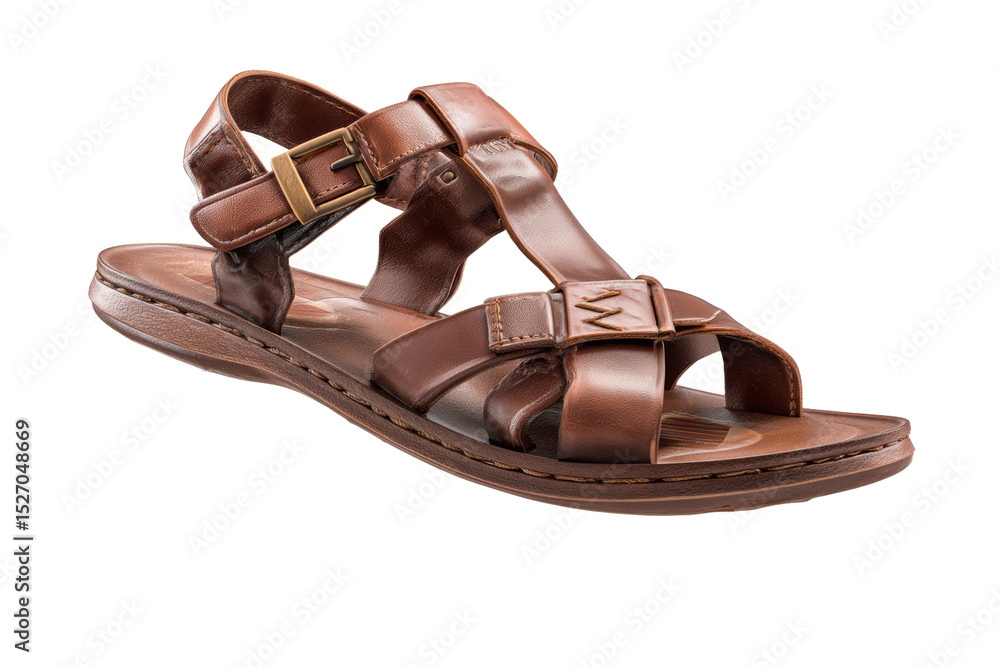 Naklejka premium A brown sandal with a strap and buckle