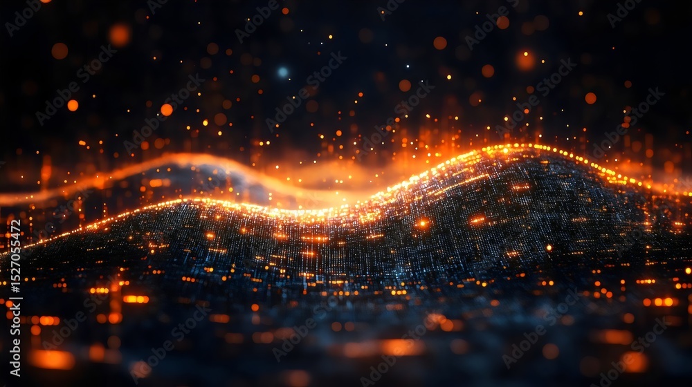 A dynamic digital landscape with glowing waves, representing modern technology and innovation. A dynamic digital landscape with glowing waves, representing modern technology and innovation.