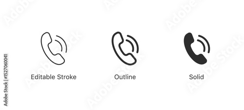 Phone call icon set. Contact us telephone icon symbol ; Ringing phone vector icon, Answer, accept call icons in flat style