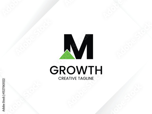 Simple and minimalist monogram letter M growth logo. Initial M with arrow up for invest and finance logo