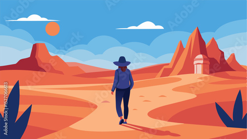 The opportunity to take short walks during breaks and marvel at the breathtaking views of the desert providing a mental break from work.. Vector illustration