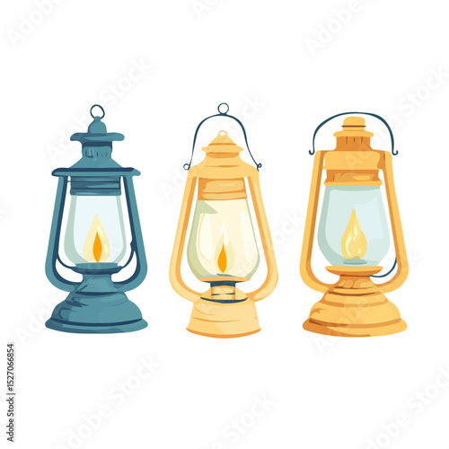 2D flat vector illustration of Magic Lanterns, isolated on a white background.