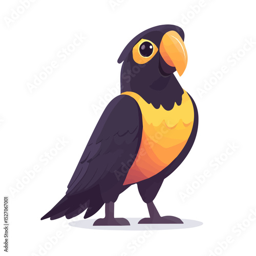 Macaw Parrot illustration vector 2D flat, isolated on a white background.