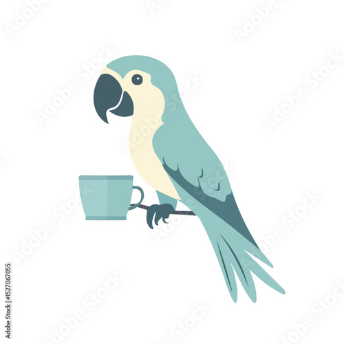 2D flat Macaw Parrot vector illustration, isolated on a white background.